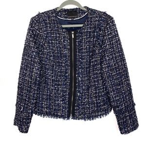 Banana Republic Blue Metallic Tweed Blazer Jacket
